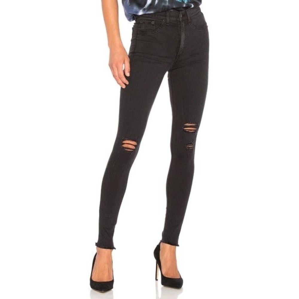 RAG & BONE High Rise Skinny Distressed Jeans